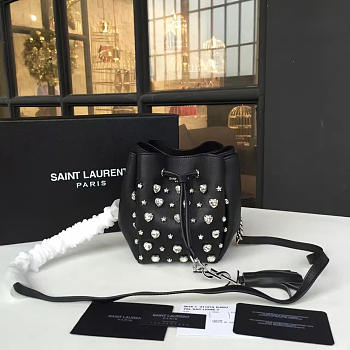 YSL bucket bag black silver