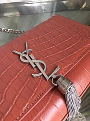 YSL| Monogram Kate Silver Tassel In Embossed Crocodile Shiny Leather - 24cm x 14.5cm x 5.5cm - 3