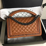 Chanel Caviar Grained Calfskin Boy Bag With Top Handle Orange - A14041 - 25x16x9cm - 5