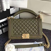 Chanel Quilted Caviar Boy Bag With Top Handle Green - 1