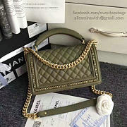 Chanel Quilted Caviar Boy Bag With Top Handle Green - 5