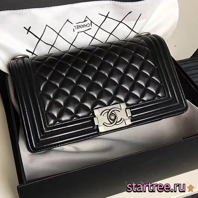 Chanel Medium Caviar Quilted Lambskin Boy Bag Black A13043 - 1