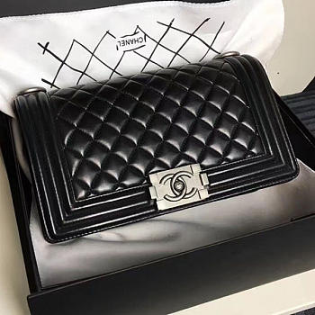 Chanel Medium Caviar Quilted Lambskin Boy Bag Black A13043