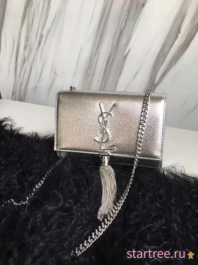 ysl kate chain wallet with tassel in crinkled metallic leather CohotBag 4991 - 1