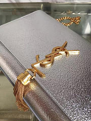 YSL| Kate Chain Wallet With Tassel In Crinkled Metallic Leather - 24cm x 14cm x 4.5cm - 6