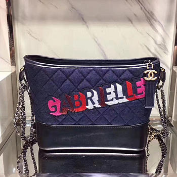 chanel's gabrielle large hobo bag navy blue & black CohotBag a93824 vs05505