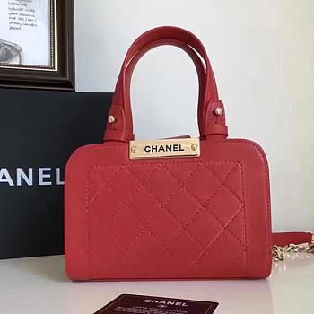 chanel small label click leather shopping bag red CohotBag a93731 vs02552
