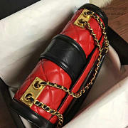 Chanel Quilted Lambskin Gold-Tone Metal Flap Bag Red And Black- A91365 - 25.5x16x7.5cm - 2