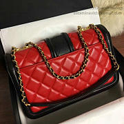 Chanel Quilted Lambskin Gold-Tone Metal Flap Bag Red And Black- A91365 - 25.5x16x7.5cm - 3