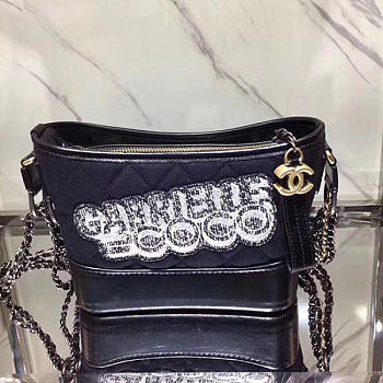 chanel's gabrielle small hobo bag blue & black CohotBag a91810 vs04980