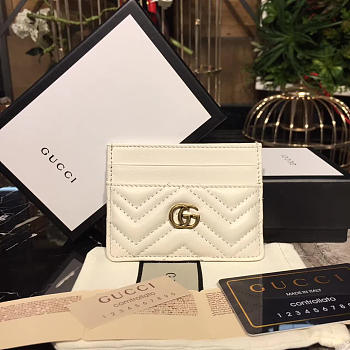 Gucci GG White Leather Card Holder -10x7cm