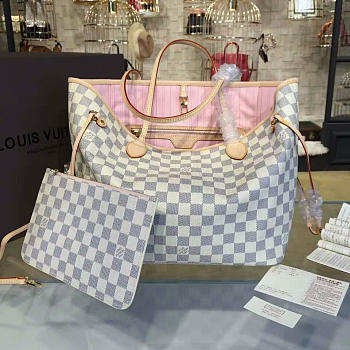 Louis Vuitton | Neverfull MM Damier Azur Canvas Rose Ballerine 3304