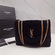 YSL Loulou Monogram Quilted Velvet Shoulder Black Bag -  30x20x10cm - 1