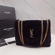 YSL Loulou Monogram Quilted Velvet Shoulder Black Bag -  30x20x10cm - 6