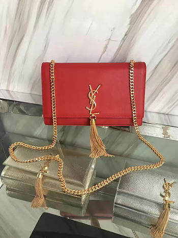 YSL Medium Kate Bag With Leather Tassel Red - 24cm x 14cm x 4.5cm