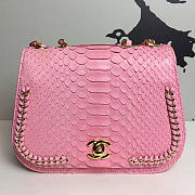 Chanel Snake Embossed Flap Shoulder Bag Pink- A98774 - 15.5x20x8 - 1