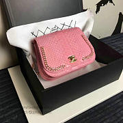Chanel Snake Embossed Flap Shoulder Bag Pink- A98774 - 15.5x20x8 - 3