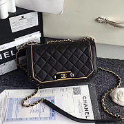 Chanel Lambskin And Calfskin Flap Bag Black- A91836 - 21x12.5x7cm - 1