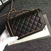 Chanel Lambskin And Calfskin Flap Bag Black- A91836 - 21x12.5x7cm - 2