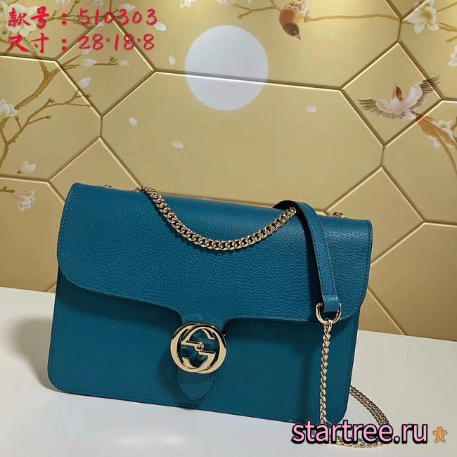 gucci gg flap shoulder bag on chain sapphire blue CohotBag 510303 - 1