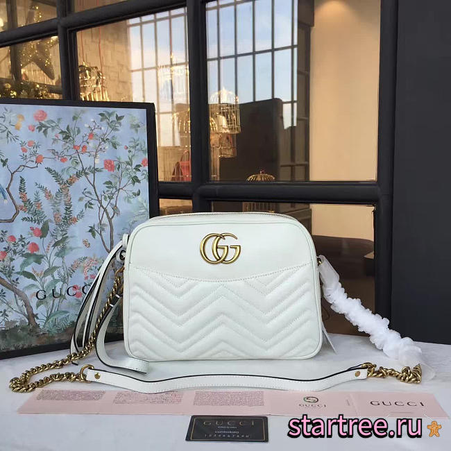 Gucci GG Cortex Marmont White - 27cm x 24cmx 8cm - 1