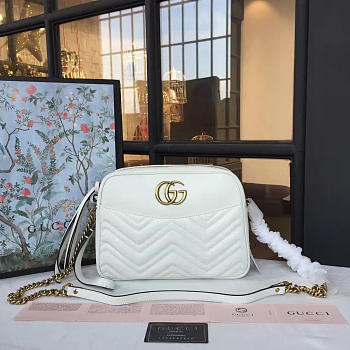 Gucci GG Cortex Marmont White - 27cm x 24cmx 8cm