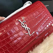 YSL Sunset Chain Wallet In Crocodile Embossed Shiny Leather Red - 17cm x 13cm x 7cm - 6