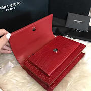 YSL Sunset Chain Wallet In Crocodile Embossed Shiny Leather Red - 17cm x 13cm x 7cm - 5