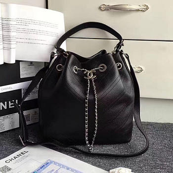 Chanel calfskin bucket bag balck a93597 vs09161