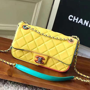 chanel yellow multicolor small flap bag CohotBag a150301 vs01201