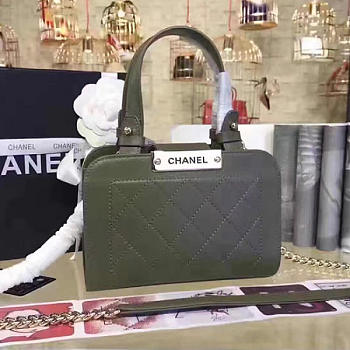 chanel small label click leather shopping bag green CohotBag a93731 vs03641