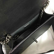 Chanel Snake Embossed Boy Bag With Top Handle Black Silver A14041 - 5