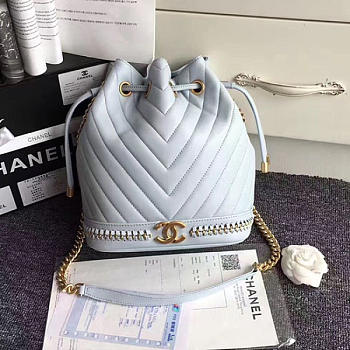 chanel lambskin drawstring bucket bag light blue CohotBag a91885 vs04854