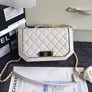 Chanel Lambskin And Calfskin Flap Bag White- A91836 - 21x12.5x7cm - 1