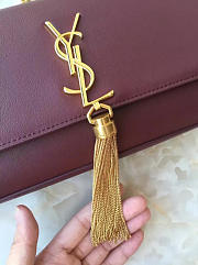 YSL Monogram Kate With Red Wine Gold Tassel -24cm x 14cm x 4.5cm - 3