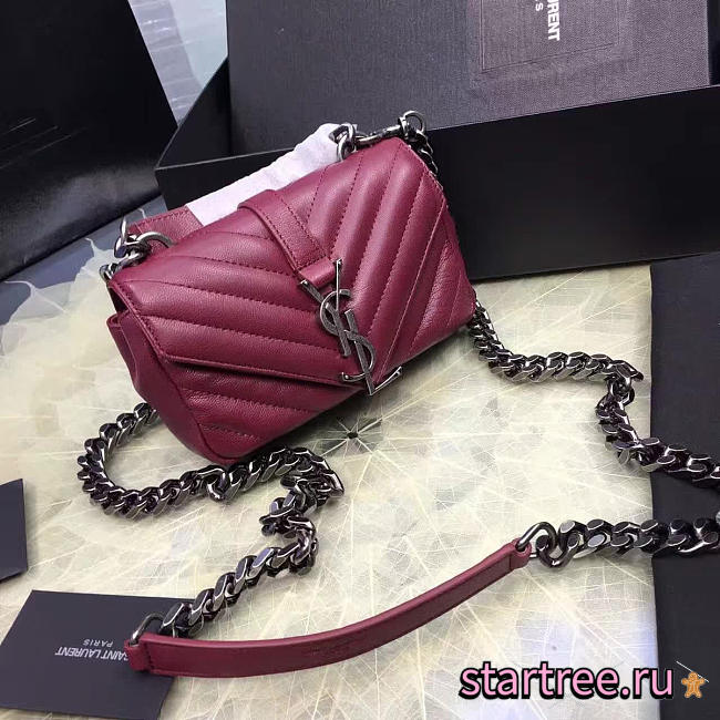 ysl quilted monogram college wine red CohotBag 5064 - 1