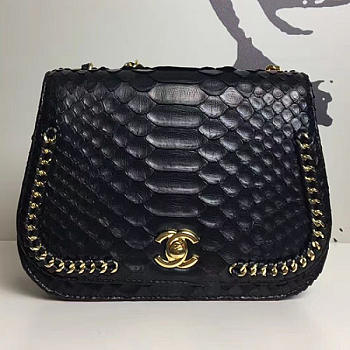 chanel snake embossedr flap shoulder bag black CohotBag a98774 vs02501