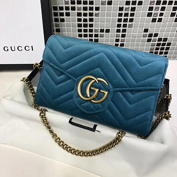 Gucci GG Marmont Matelasse Blue - 20x13x6cm