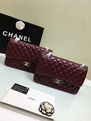 Chanel Lambskin Leather Flap Bag Wine Red Gold/Silver 30cm - 2