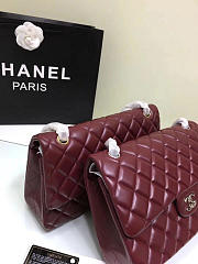 Chanel Lambskin Leather Flap Bag Wine Red Gold/Silver 30cm - 5