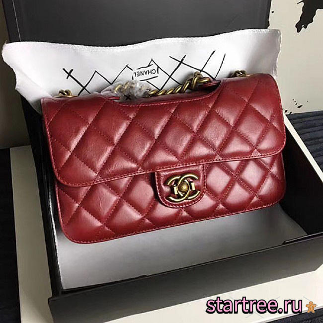 chanel red oil wax leather perfect edge bag CohotBag a14041 vs05760 - 1