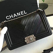 Chanel Medium Chevron Lambskin Quilted Boy Bag Black A13044 - 4