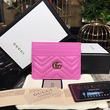 Gucci GG Pink Leather Card Holder - 10cmx7.5cm