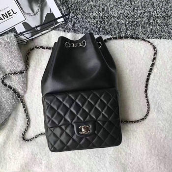 Chanel Large Lambskin Drawstring Backpack In Seoul Bag Black