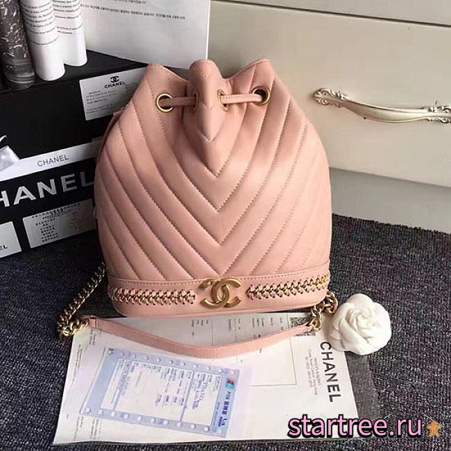 chanel lambskin drawstring bucket bag pink CohotBag a91885 vs06999 - 1