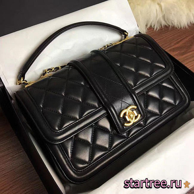 Chanel Quilted Lambskin Gold-Tone Metal Flap Bag Black- A91365 - 25.5x16x7.5cm - 1