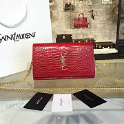 ysl monogram kate crocodile embossed shiny leather red CohotBag 4763 - 1