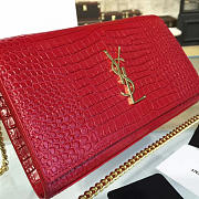 ysl monogram kate crocodile embossed shiny leather red CohotBag 4763 - 2