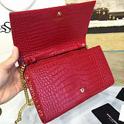 ysl monogram kate crocodile embossed shiny leather red CohotBag 4763 - 3