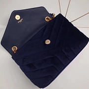 YSL Loulou Monogram Quilted Velvet Blue Large Bag – 23cm - 5